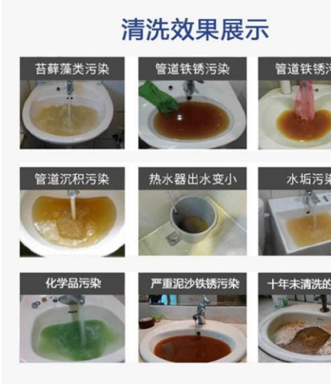 各種材質水管清洗效果圖